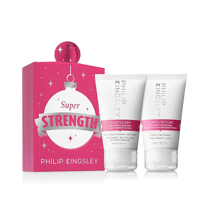 PHILIP KINGSLEY Retro Christmas Collection Super Strength Stocking Filler - Includes Elasticizer Deep-Conditioning Hair Mask Treatment and Elasti-Styler 5-in-1 Pre-Styling Serum