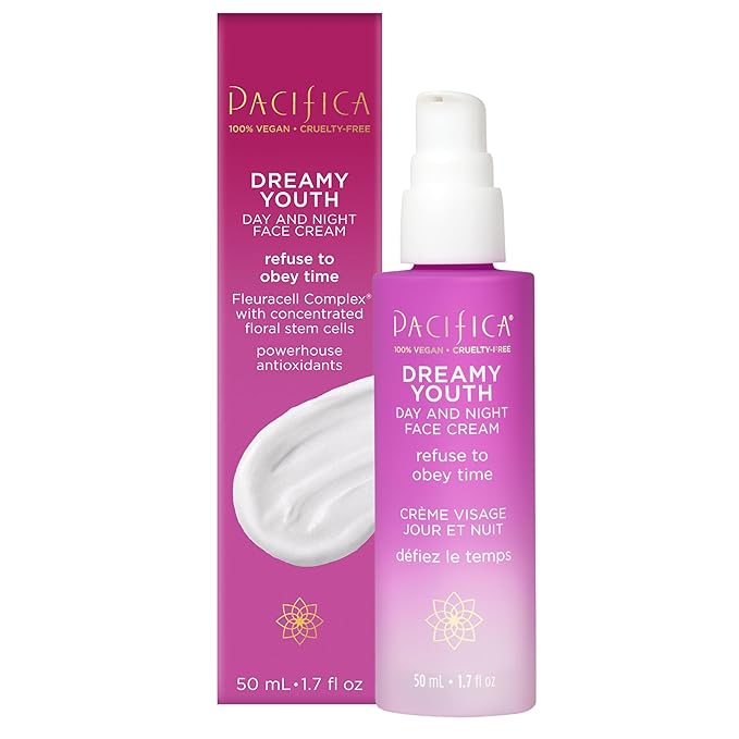 Pacifica Beauty Dreamy Youth Day and Night Face Cream - 1.7 Fl Oz (Pack of 2)- Moisturizer - For Dry and Aging Skin - Peptides, Grapeseed Oil, Floral Stem Cells - Sulfate + Paraben Free - Vegan and Cruelty Free