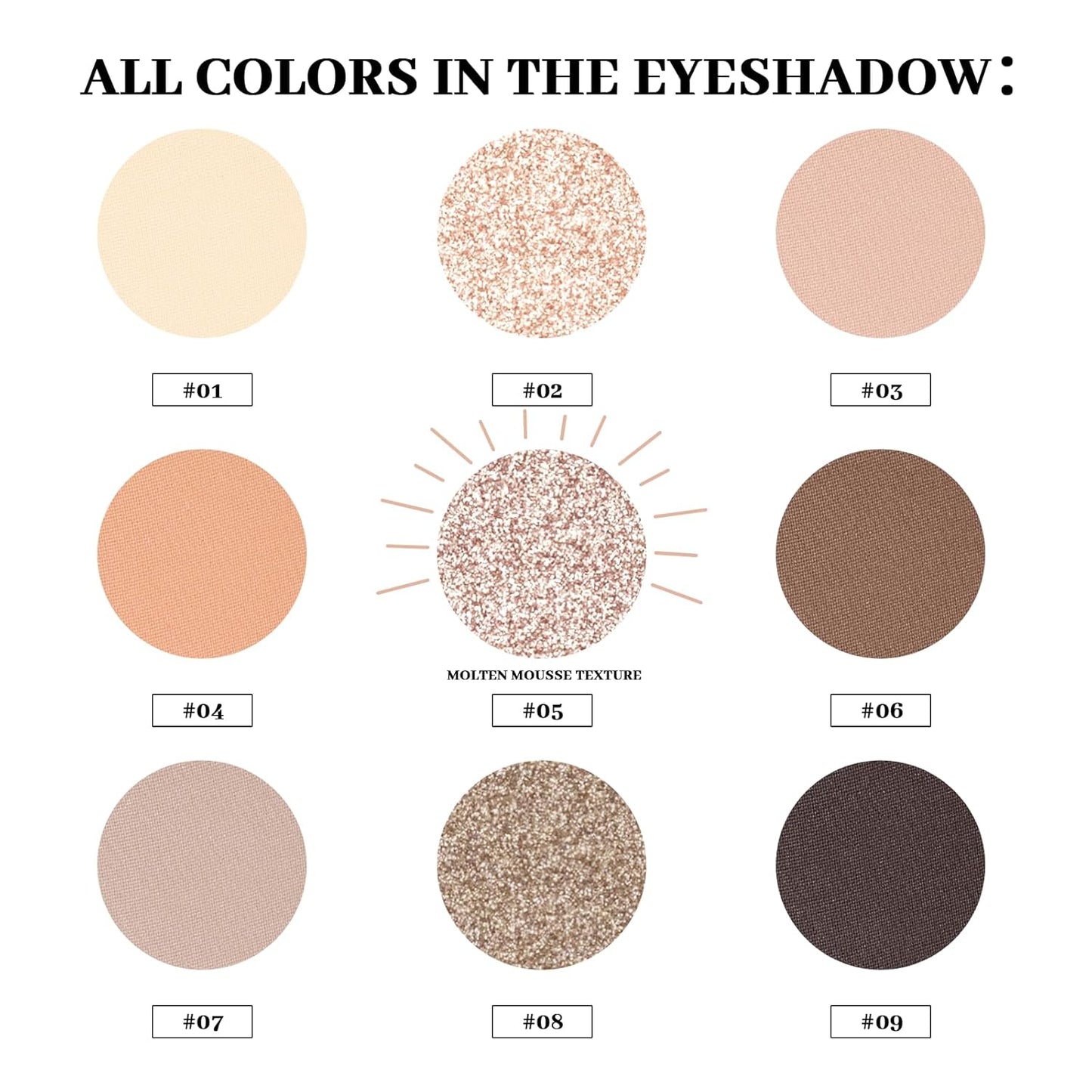 Neutral Eyeshadow palette, Nude eye shadow palette, High-Pigment eyeshadow makeup palette with Mirror, Long-lasting Wear, Vegan, Cruelty-free - 0.5oz