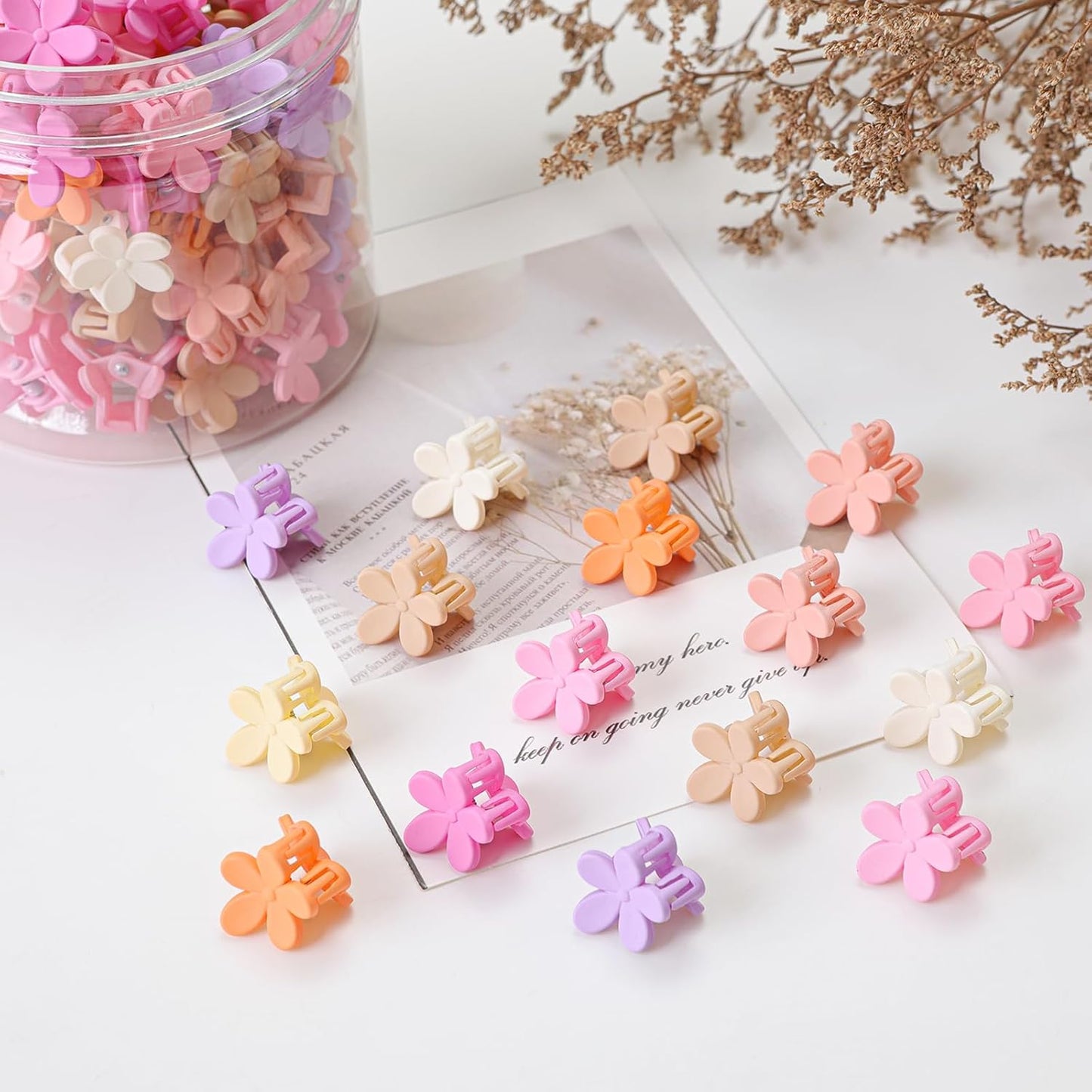 Mini Flower Hair Clips 100Pcs, Small Hair Clips Mini Claw Clips Cute Jaw Clips Hair Pins Hair Barrettes Hair Accessories for Women Girls Kids Teens