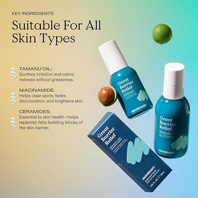 KraveBeauty Hydration Duo, Great Barrier Relief + Oat So Simple, Skin Soothing Serum & Everyday Squalane Moisturizer, Hydrating and Calming Skincare Duo, Vegan & Cruelty Free, 1.52 fl oz 2.7 fl oz