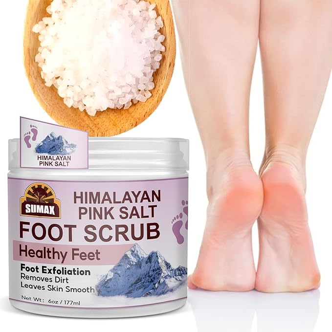 Foot Scrub, Natural For All Body Exfoliation, Dead Skin Remover, Moisturize And Nourish Your Dry Rough Feet, Make Your Feet Smooth And Soft (6 oz, Himalayan Sea Salt)