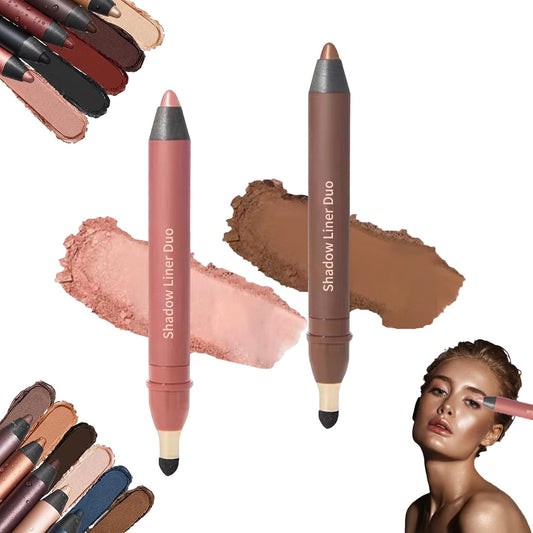 Freshlus Shadow Liner Duo, Mitlume Perfect Color Duo-Shadow Liner 2-in-1 Eyeliner & Eyeshadow, Plum Eyeshadow Stick, Waterproof and Smudge-Proof, Easily Create a Smoky Effect (HYPNOTIC+SULTRY)