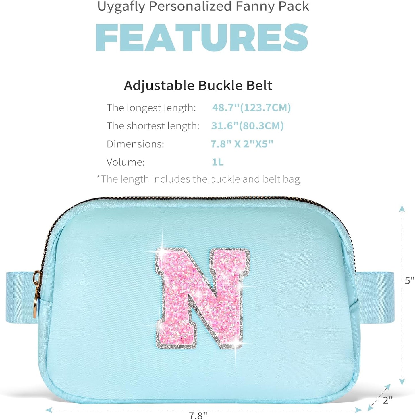 Fanny Pack Belt Bag Crossbody Bags with Initials Letter Patch Trendy Stuff for Teens Cute Stuff Birthday Gifts for Teenager Girls | N,Blue Bag