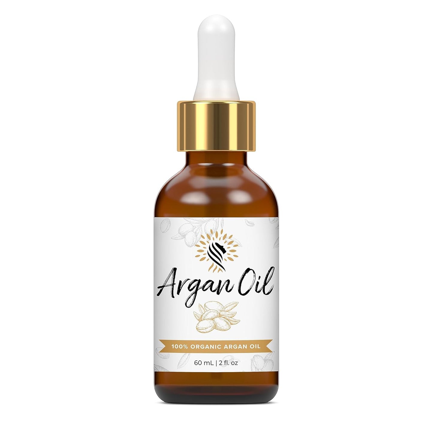 Argan Cosmetics 100% Pure Organic Moroccan Argan Oil for Hair, Skin, Nails, Cuticles, Face & Beards - Cold Pressed, Unscented - Filtered Through Cotton & Charcoal - All Natural Moisturizer - 2 Fl Oz