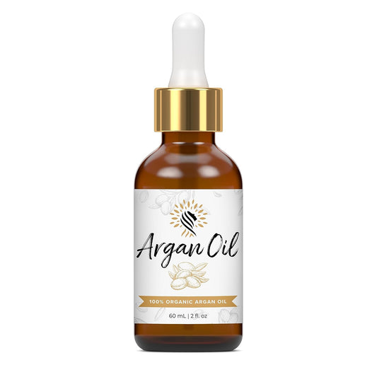 Argan Cosmetics 100% Pure Organic Moroccan Argan Oil for Hair, Skin, Nails, Cuticles, Face & Beards - Cold Pressed, Unscented - Filtered Through Cotton & Charcoal - All Natural Moisturizer - 2 Fl Oz