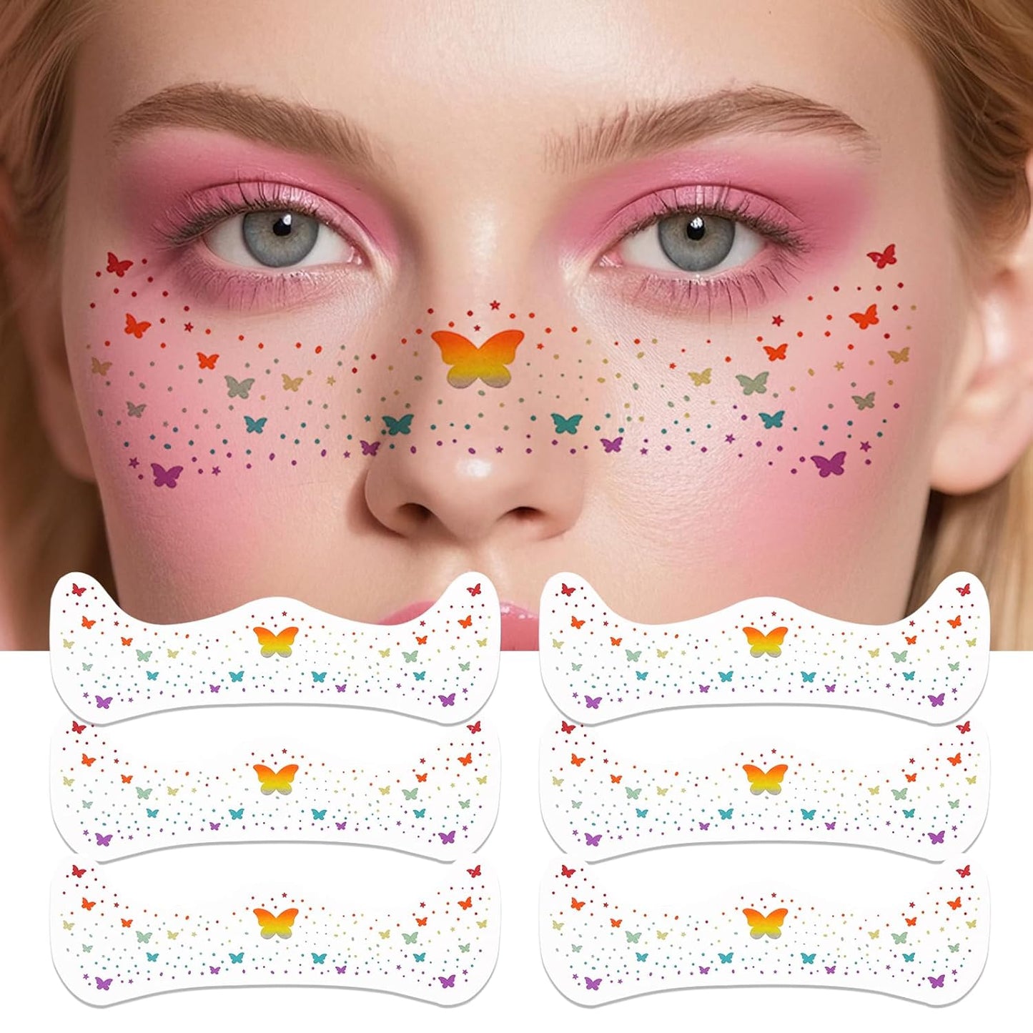 Temporary Tattoos Adult: Glitter Freckles & Star Face | Body Glitters with Face Glitter for Women Girls - Country Concerts Festival Rave Accessories (butterfly)