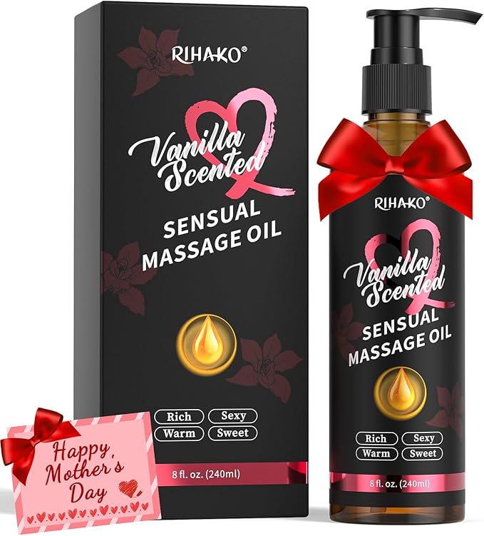 Easter Basket Stuffers-Vanilla Sensual Massage Oil for Couples - Couples Sweet and Sensual Massage Oils for Date Night | Relaxing Massage Oil for Massage Therapy | Perfect Glide & Smooth Skin