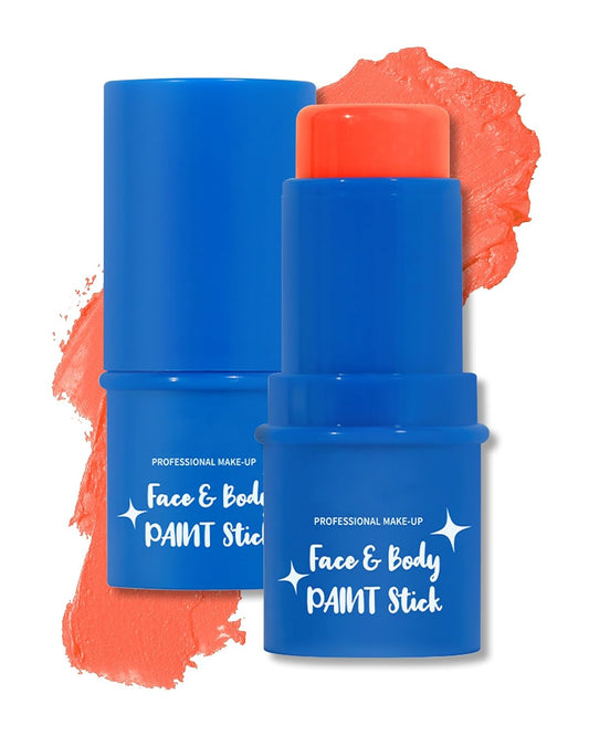 Dark Orange Face Paint Stick, Waterproof Highly Pigmented Full Body Paint for Adults, Dark Orange Eye Black Stick for Baseball Sports, Body Face Painting for SFX Cosplay Halloween Makeup-06