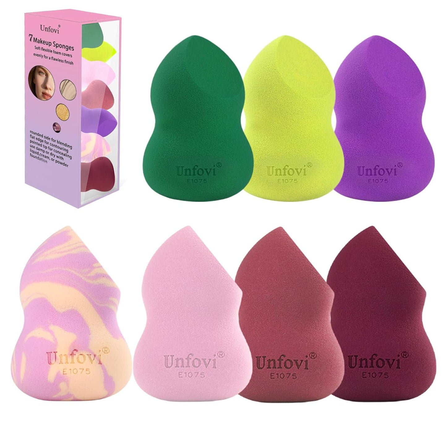 7-Pack Colorful Makeup Sponge Set - Latex-Free Makeup Sponges for Foundation & Concealer, Ultra Soft Blending Cosmetic Sponge with Gourd-Design, Quick-Dry & Save Liquid Foundation