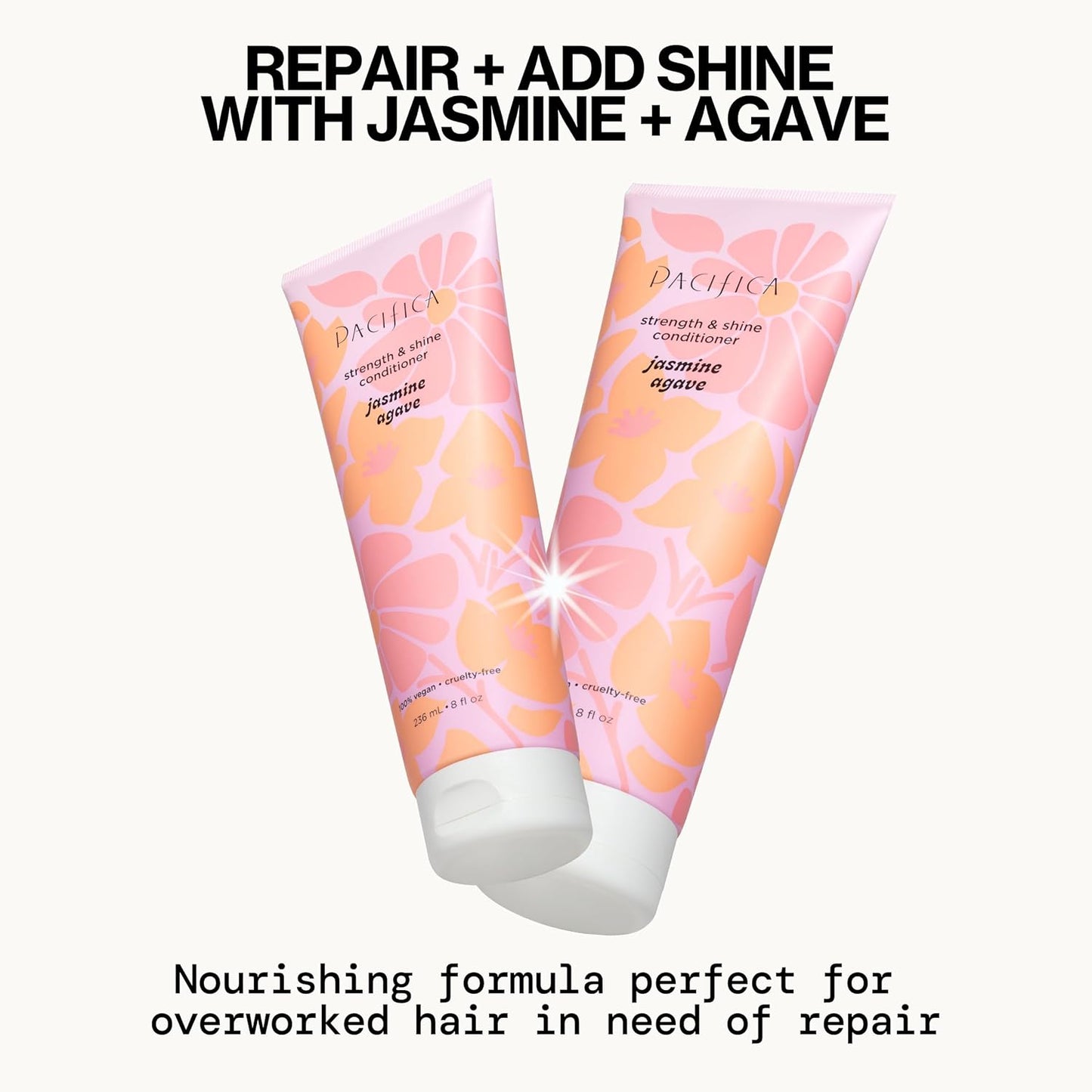 Pacifica Jasmine Agave Strength & Shine Conditioner – Repair Treatment for Dry, Damaged & Bleached Hair, Strengthens & Restores Shine, Clean Beauty, Vegan Cruelty-Free Dermatologist Tested