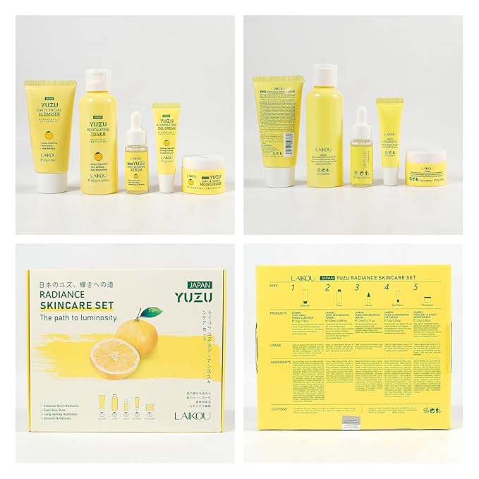 Skin Care Set, Gifts for Women, Skin Care Routine Kit for Women, Skincare Gift Set with YUZU Cleanser, Toner, Serum, Eye Cream, Face Cream Mother's Day Christmas Birthday Daughter Wife