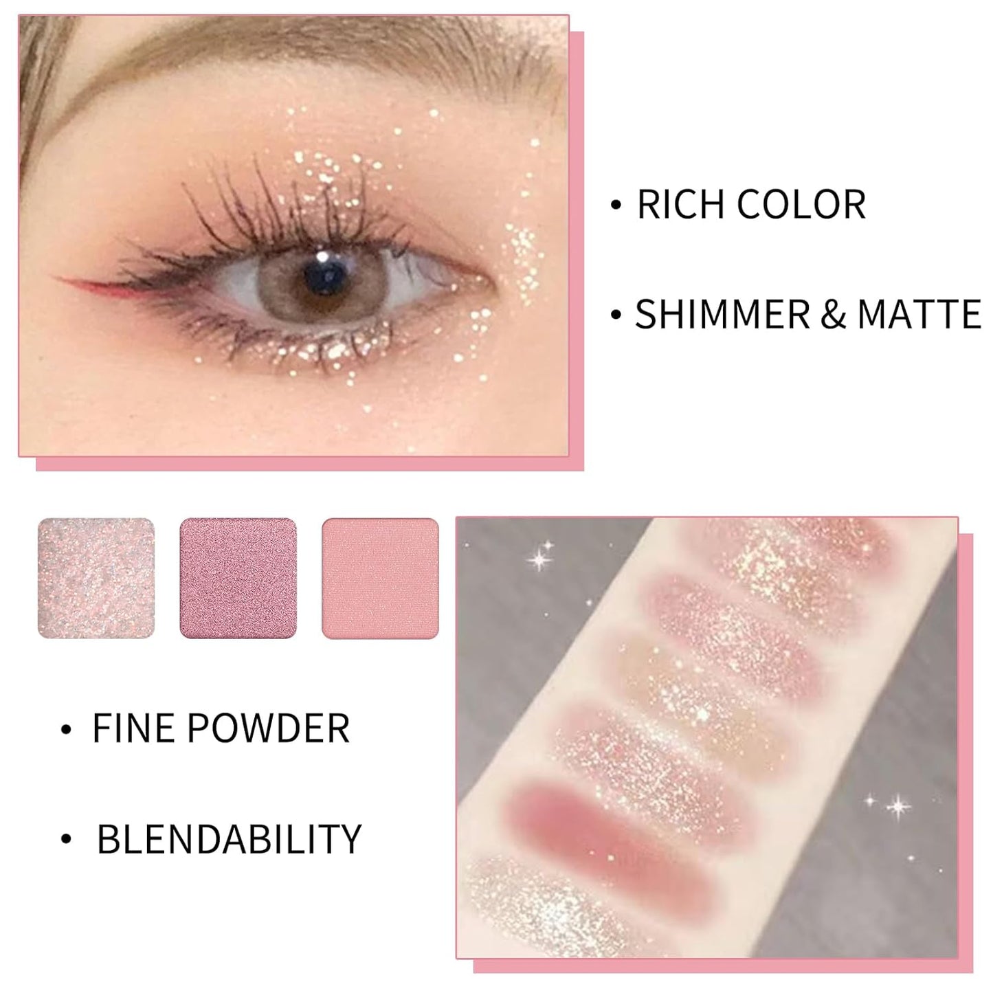 Erinde 9 Colors Eyeshadow Palette, Matte Shimmer Glitter Eye Shadow Palette Makeup, Highly Pigmented Long Lasting Waterproof, Natural Neutral Nude Eyeshadow Makeup Pallet, Sunset Glow