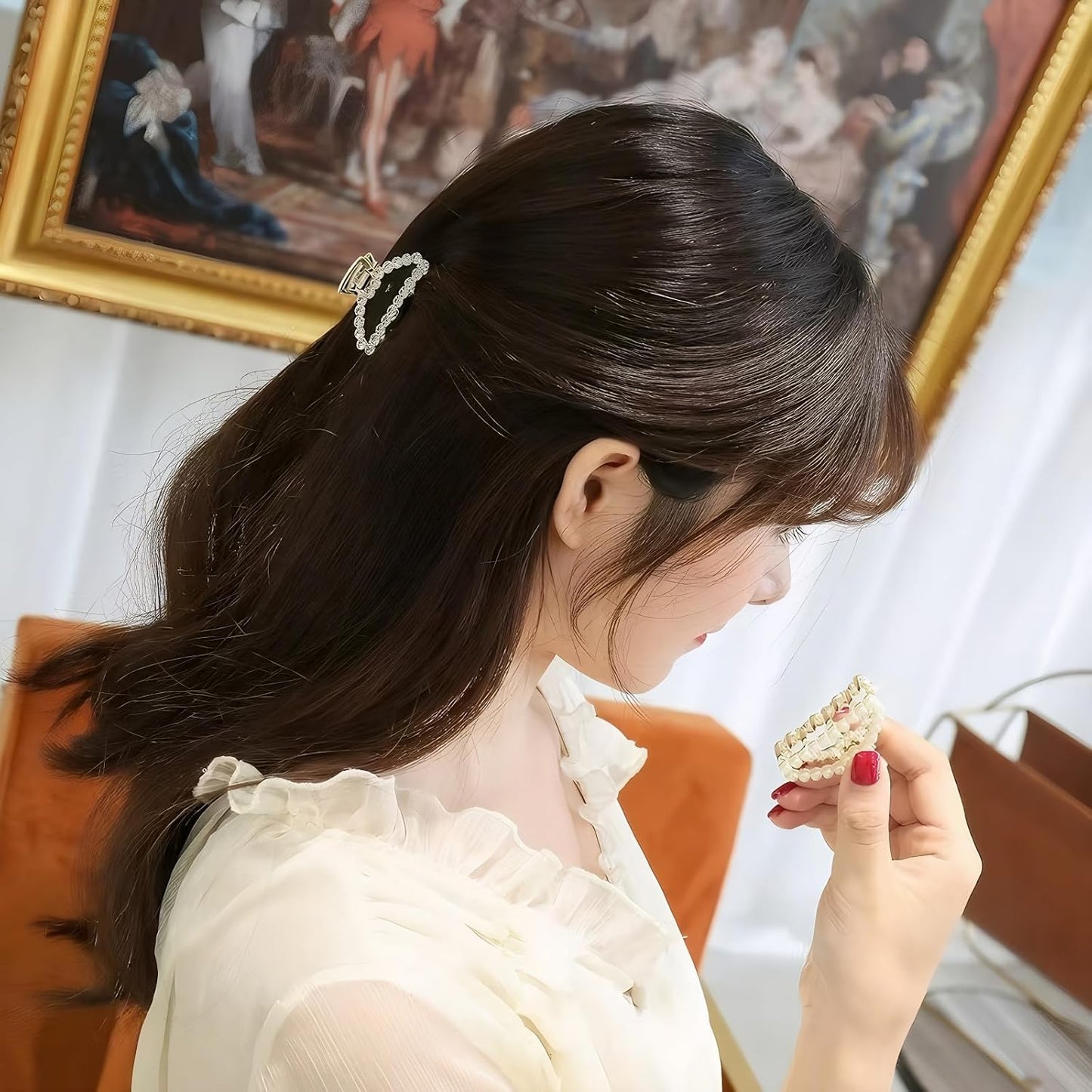 Elegant Hair Clips Set, 5 Piece Gold Metal Claw Clips with Crystal and Starfish Design, Large Size Hair Accessories for Women