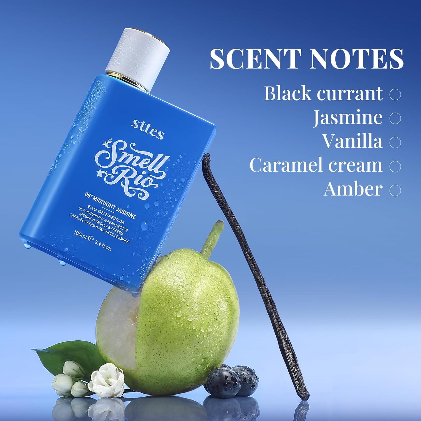 Sttes Perfume 06# (Original 706) – Perfume for Women – Long-Lasting Hair Black Currant, Jasmine & Vanilla Notes – Elegant Scentual Fragrance Eau de Parfum 100ml (3.4 fl oz) – Midnight Jasmine