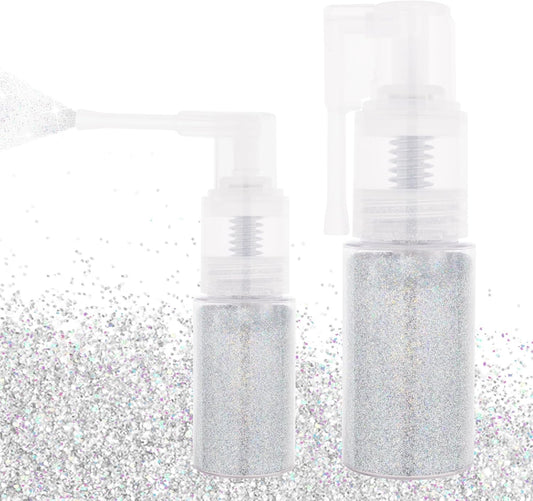 MEICOLY Silver Hair and Body Glitter Spray,25g/0.88OZ,Shinny Sparkle Glitter Spray for Clothes,Loose Shimmer Hairspray for Festival Rave Makeup/Stage Performance,Lightweight