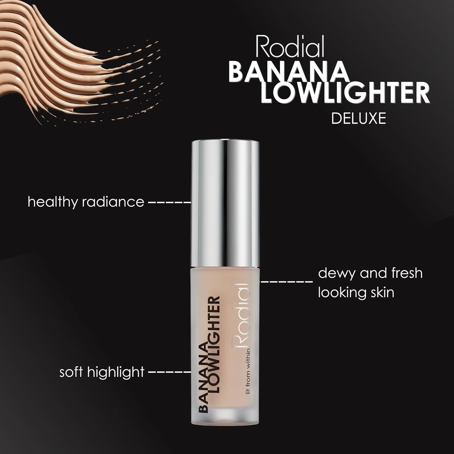 Rodial Banana Lowlighter 0.05 fl oz, Travel Size Liquid Colour Concealer with Yellow Undertone, Face Concealer, Non-Shimmer Finish, Hydrating Formula with Hyaluronic Acid, Vitamin E and Caffeine