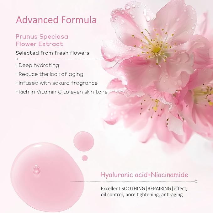 Hyaluronic Acid Serum For Face, Sakura Skincare Ultra-Hydrating Serum, Anti Aging Serums For Women Skin Nature Perfection Rejuvenate Face Essence, 30 PCS Single Use Hyaluronic Acid Tubes Facial Serums