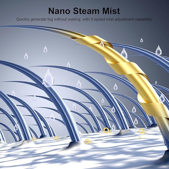 Elitzia Professional Hair Steamer - Digital Display Adjustable Steam Output and Customizable Temperature Settings for All Hair Types Shampoo Bowl Mist Hooded Natural Black Hair for Salons Spas ET19190