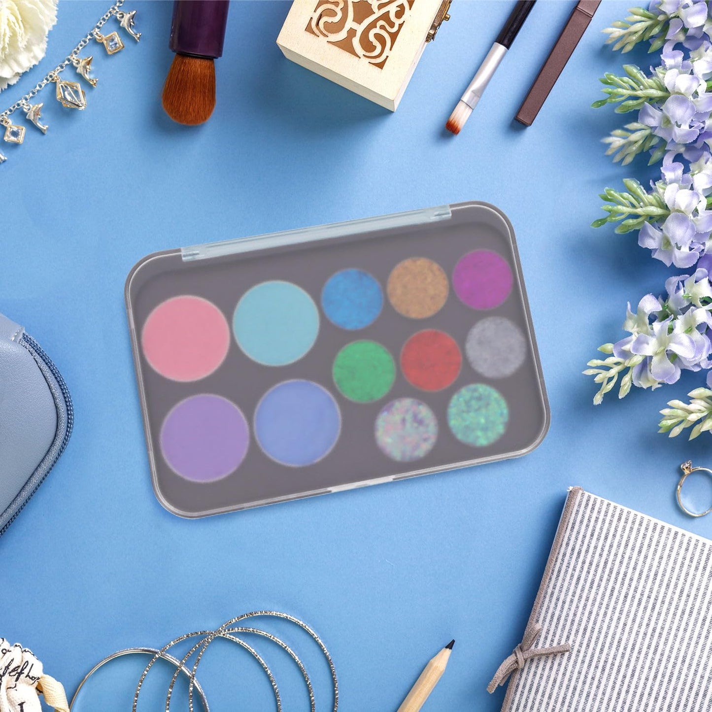 Magnetic Makeup Palette with Frosted Clear Top, 3Pack Empty Eyeshadow Dispensing Storage Box with 60Pcs Adhesive Metal Stickers for DIY Cosmetics Blush Powder-6.69"X4.41"Palette