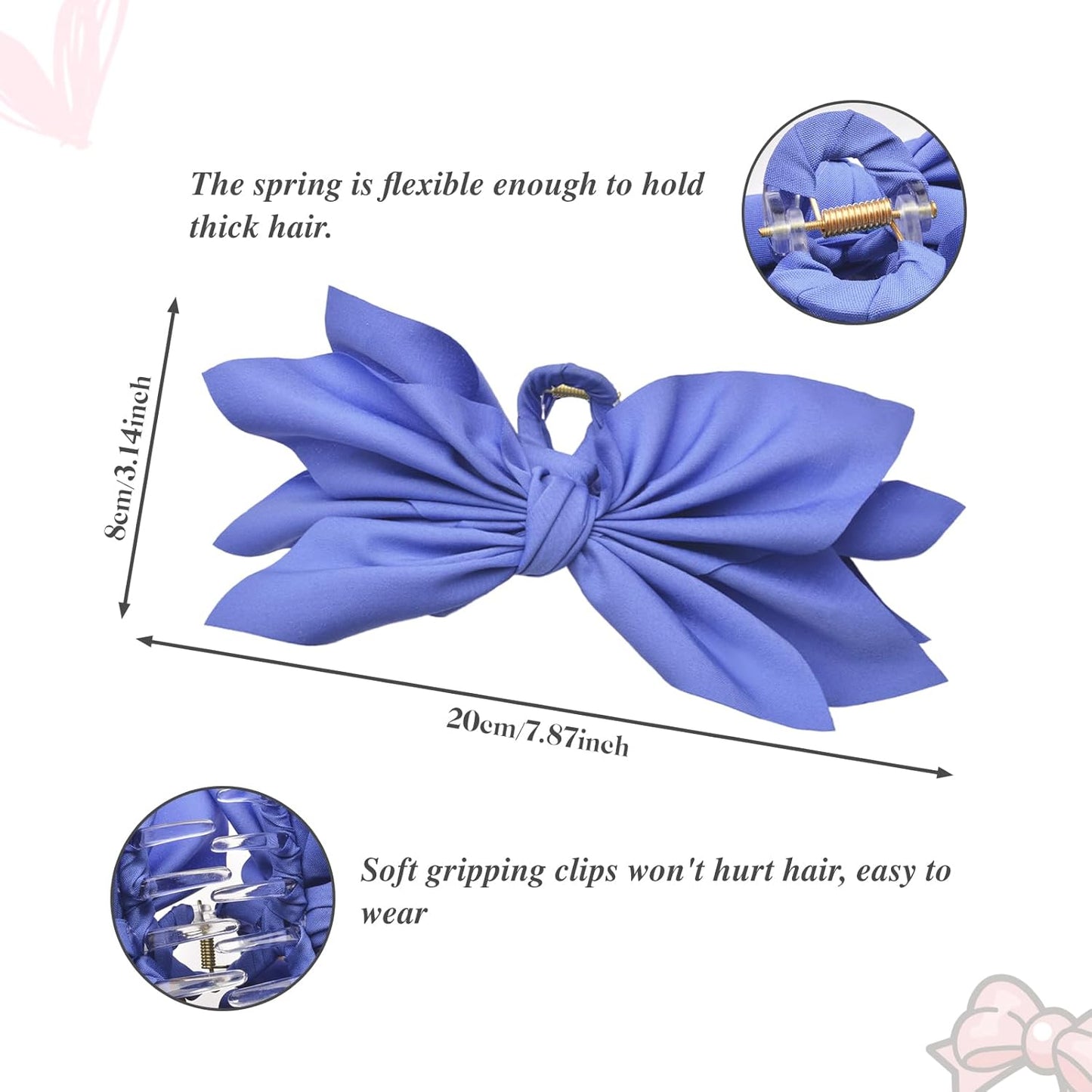 Bow Claw Clips Bow Hair Clips 3PC Big Hair Bows for Women Butterfly Styling Large Hair Clips for Thick Hair for Girls Hair Accessories for Teen