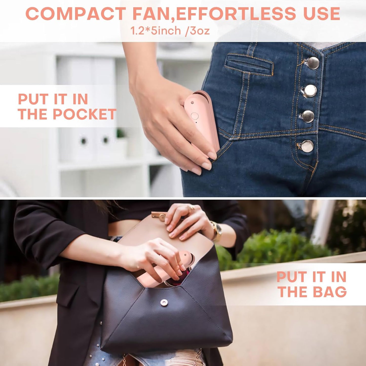 Nezylaf Portable Mini Handheld Fan, Small Rechargeable Personal Fan with Pocket Power Bank Design for Travel/Women Gifts/Disney World Accessories/Theme Park Essentials