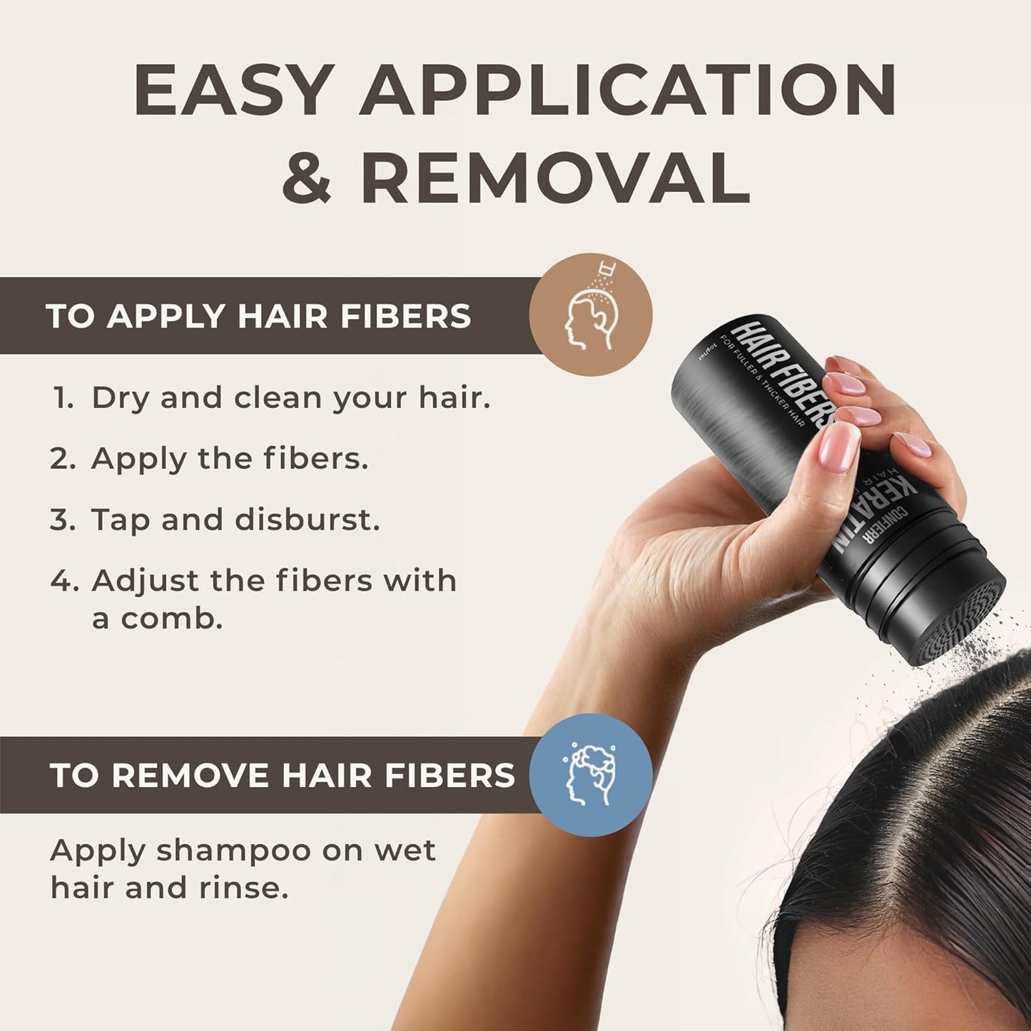 Keratin Hair Fibers for Men & Women - Fill In Fine or Thinning Hair, Instantly Thicker, Fuller Looking Hair (White 15g)