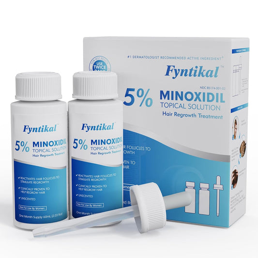 5% Minoxidil for Men, Extra Strength Hair Growth Serum, Beard Growth Oil, Fast Absorbing Dropper, Non Greasy, Low Residue Formula, 2-Pack for 2 Months, Hair Regrowth Treatment for Thinning Hair