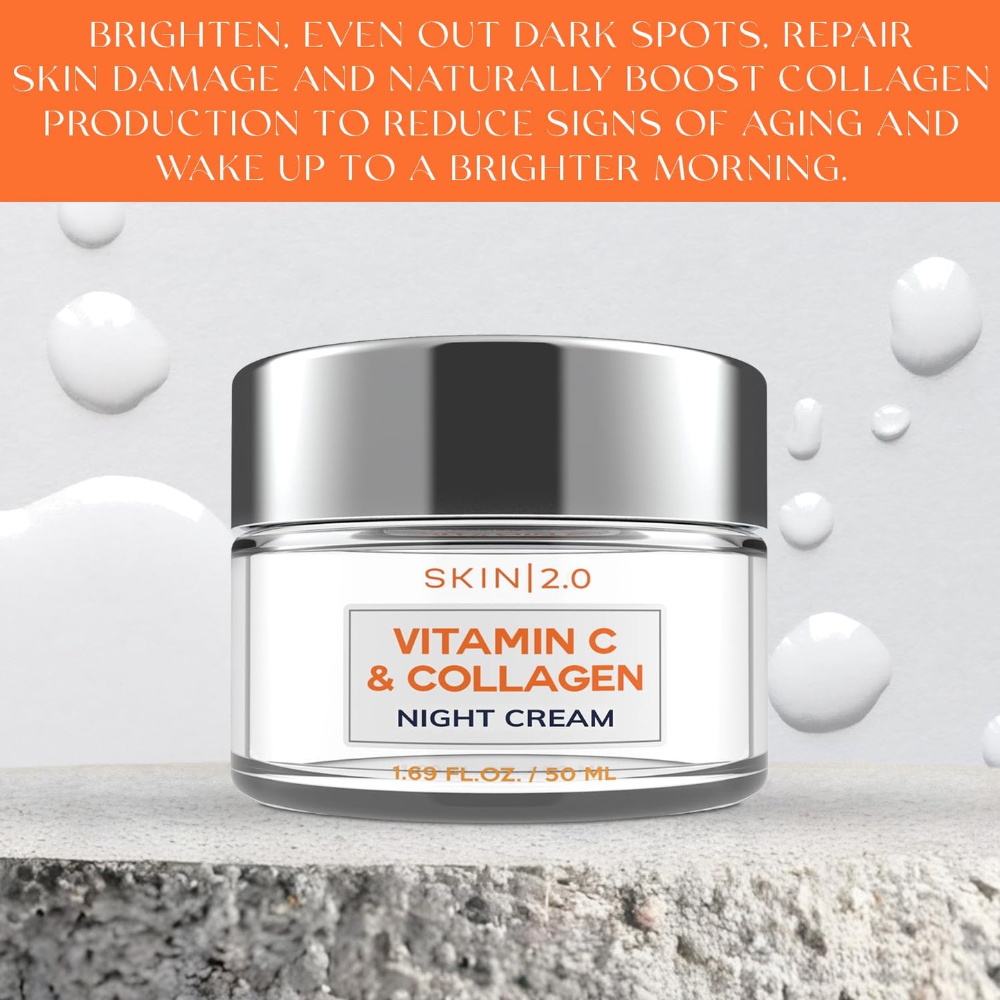 Vitamin C & Collagen Face Moisturizer – Hydrating Anti Aging Night Cream For Uneven & Dry Skin, Firms & Smooths Fine Lines – Dermatologist Tested, Korean Skin Care, Clean Beauty – 1.69 Fl Oz