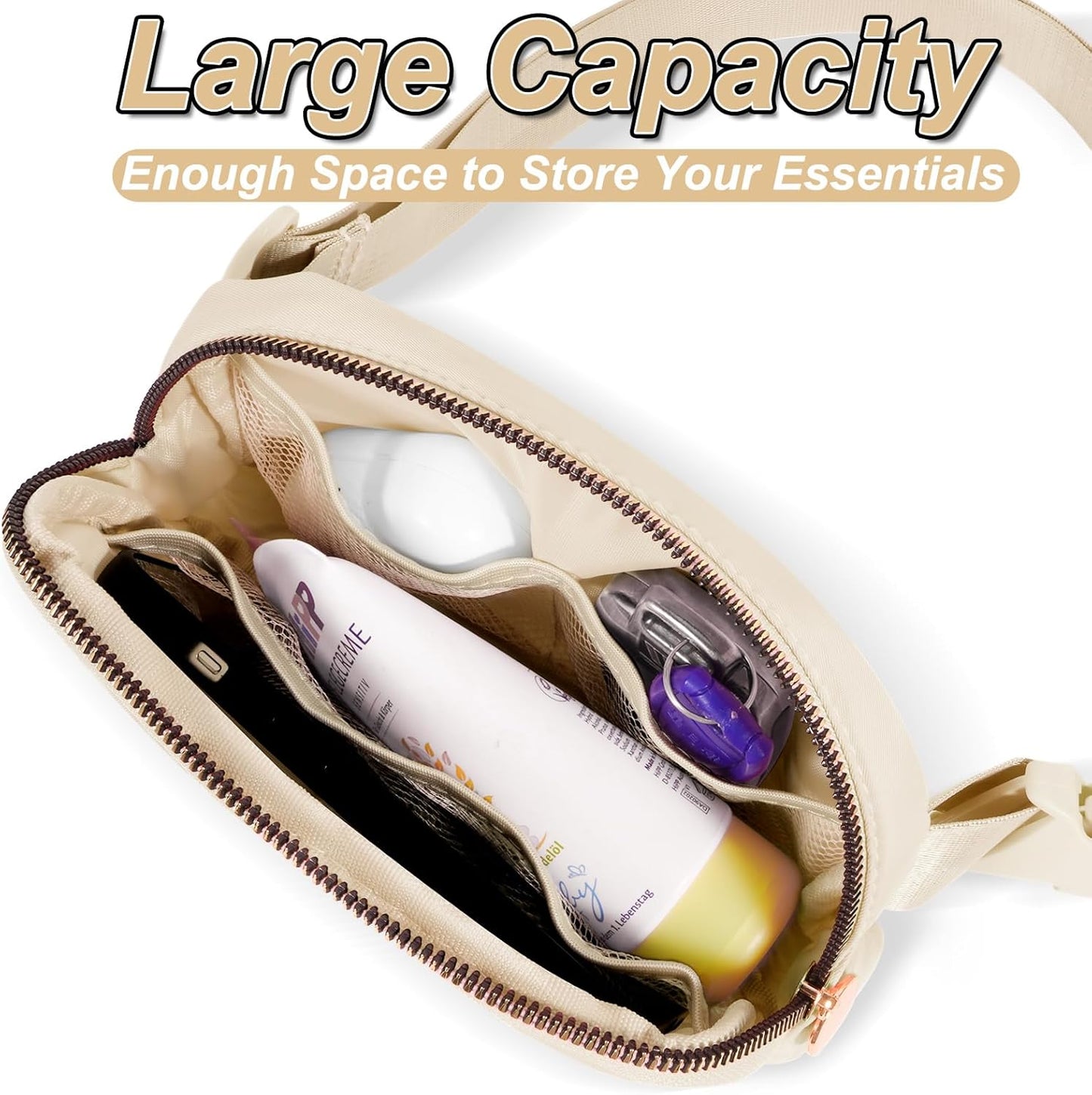 Fanny Pack Belt Bag Crossbody Bags with Initials Letter Patch Trendy Stuff for Teens Cute Stuff Birthday Gifts for Teenager Girls | Khaki,Initial N