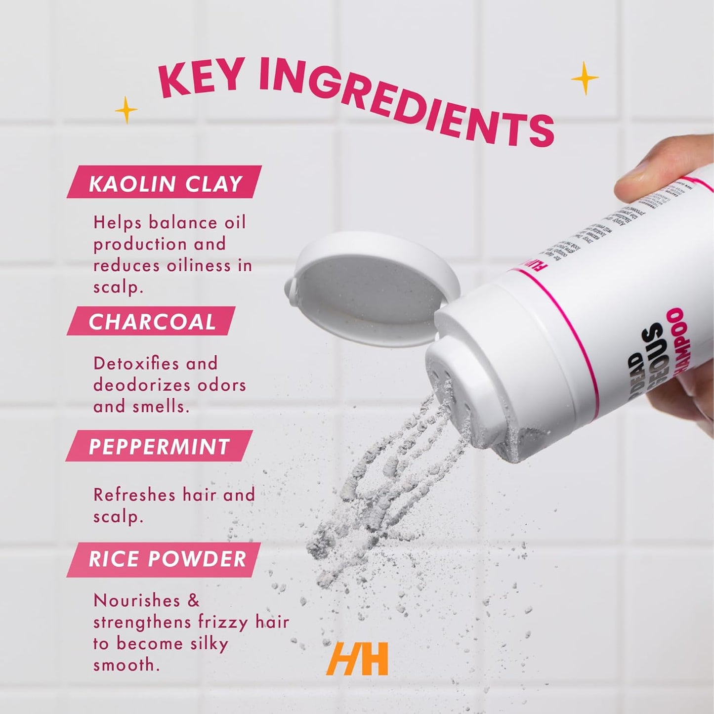 Handmade Heroes Dry Shampoo and Brush Kit, Non Aerosol Volumizing Dry Shampoo Powder For Dark & Brunette Hair, 100% Natural & Vegan, Plastic Neutral Packaging, 1.8 Fluid Ounces