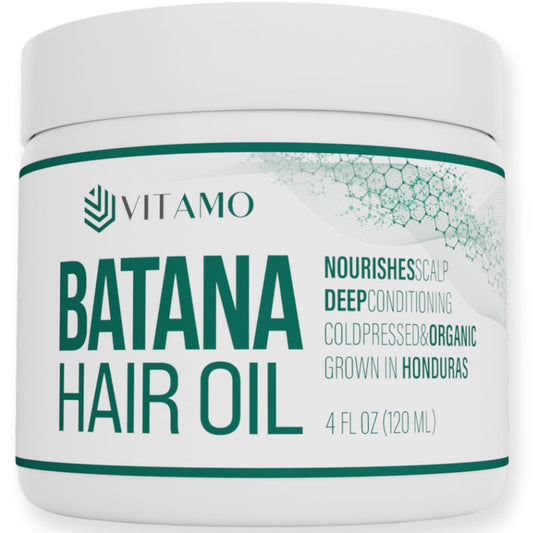 Vitamo 100% Organic Batana Natural Hair Growth Oil | Pure Elaeis Oleifera | Cold Pressed for Maximum Potency | Dr. Sebi Inspired Scalp & Hair Shine Treatment for Men and Women | No Burnt Smell