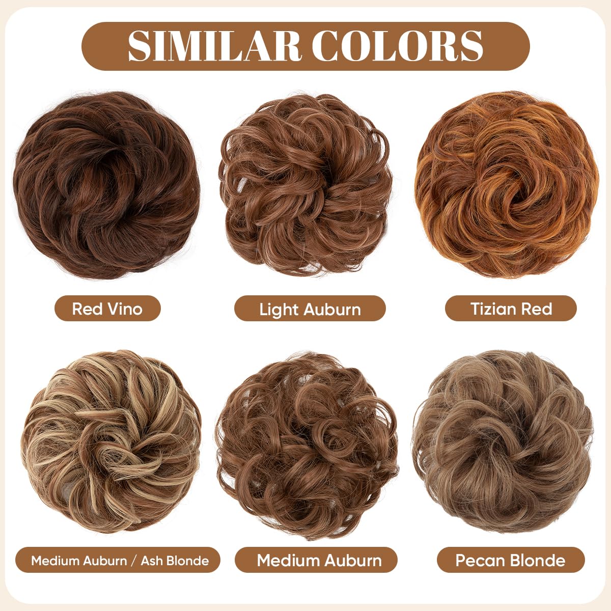 CJL HAIR Large Messy Bun Hair Piece Wavy Curly Scrunchies Synthetic Chignon Ponytail Hair Extensions Thick Updo Hairpieces for Women Pecan Blonde