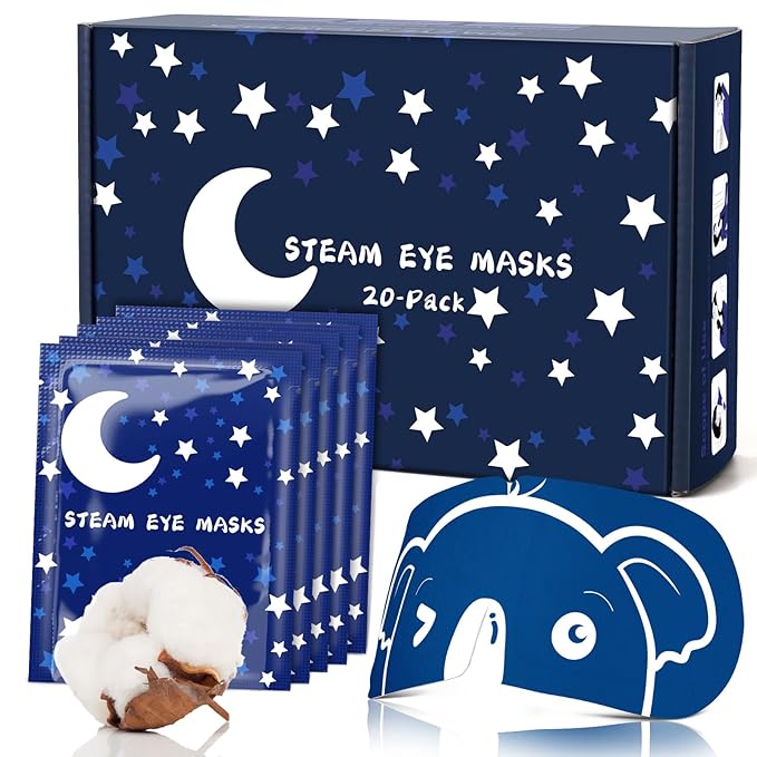 21 Packs Men's Steam Eye Mask, 3D Self Heated, Natural Cotton, Steam Eye Mask for Sleeping, Relaxation, Disposable, Spa, Travel Gifts for Women, Men