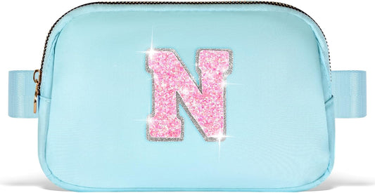 Fanny Pack Belt Bag Crossbody Bags with Initials Letter Patch Trendy Stuff for Teens Cute Stuff Birthday Gifts for Teenager Girls | N,Blue Bag