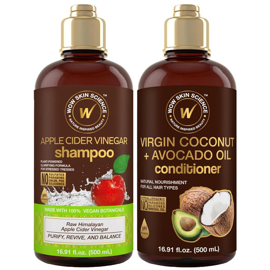 WOW Skin Science Apple Cider Vinegar Shampoo & Coconut + Avocado Oil Conditioner Duo 16.9 oz