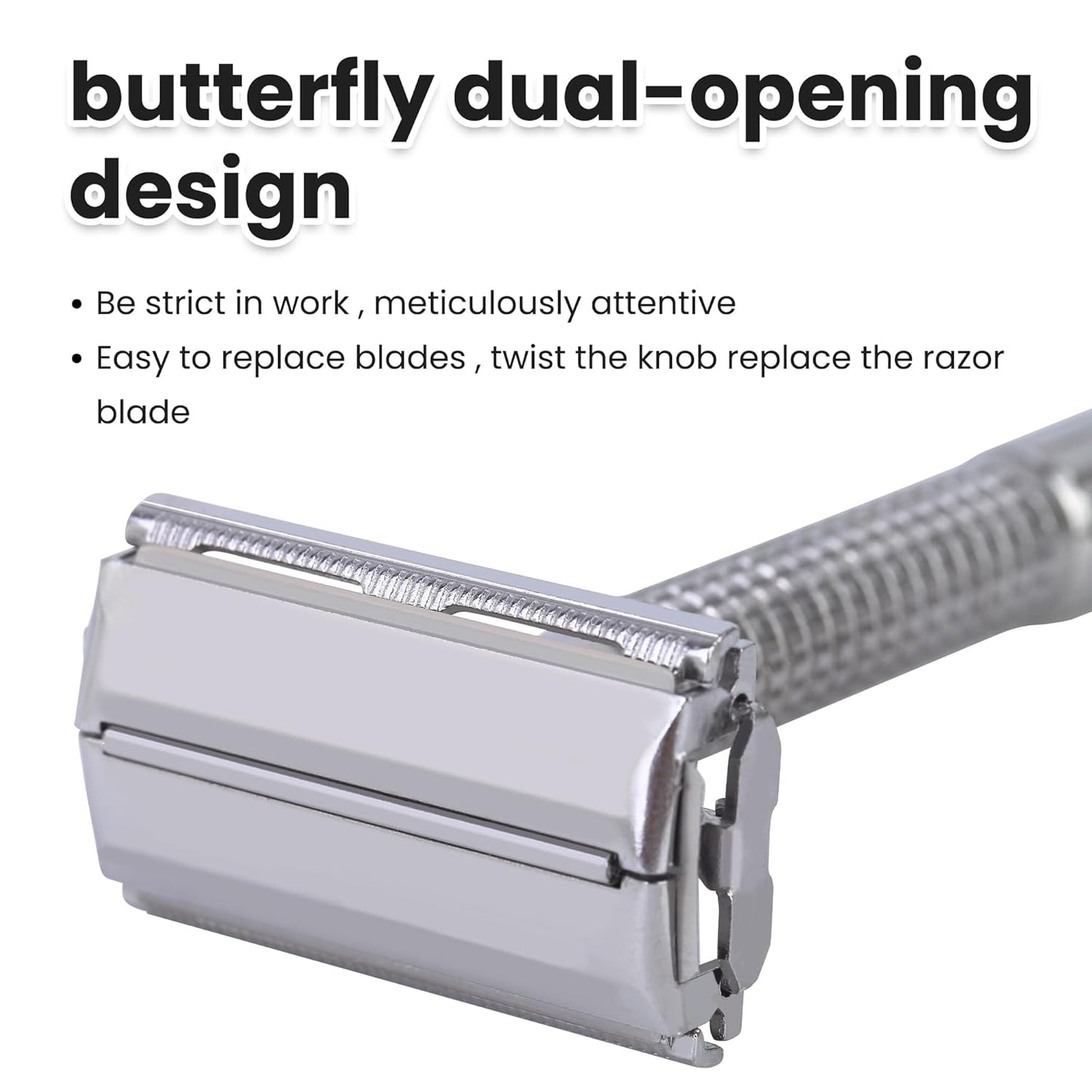 Double Edge Single Blade Safety Razor For Men and Women With 10 Premium Stainless Steel Refill Butterfly Metal Safety Razor, Reusable, Smooth Wet Shaving Experience, Eco-Friendly