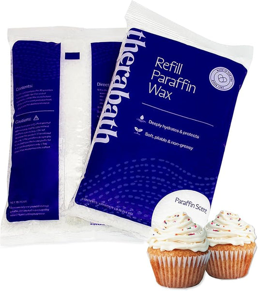 Therabath Paraffin Wax Refill - Thermotherapy - Use to Relieve Arthritis Discomfort, Stiff Muscles, & Dry Skin - For Hands, Feet, Body - Deeply Hydrates & Protects - Made in USA, 6 lb. Vanilla Cupcake