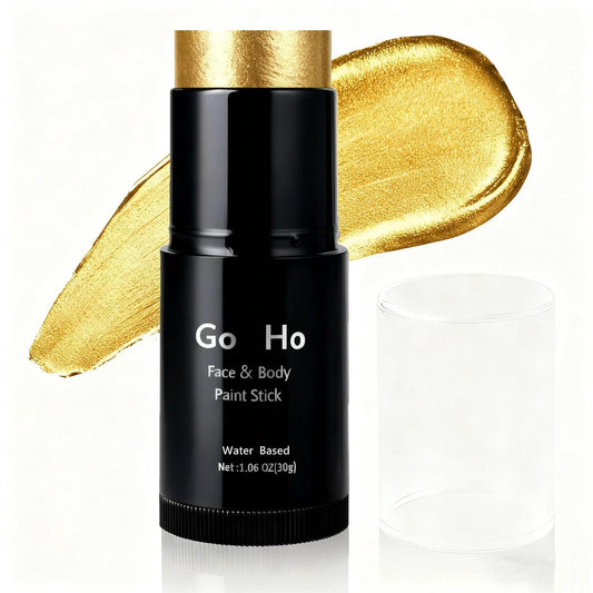 Go Ho Metallic Gold Face Body Paint Stick,Washable Face Paint Gold Eye Black,Non-toxic Cream Body Paint for Halloween Costumes Cosplay SFX Makeup