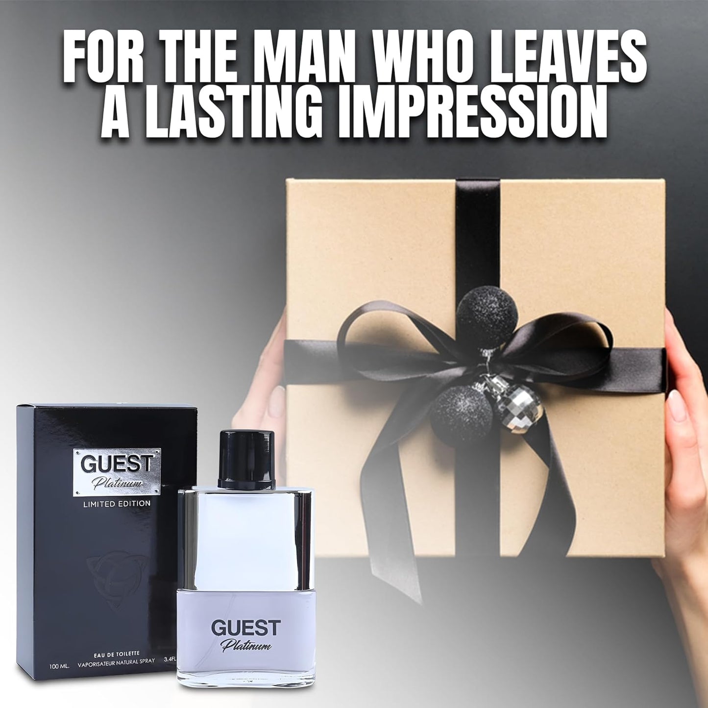 Guest Platinum Sensual Woody Fragrance for Men | Long Lasting Cologne Aromatic Scent, Eau de Parfum Natural Spray - Great Holiday Gift, 3.4 Fl Oz/100 Ml