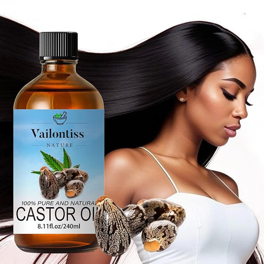 Castor Oil - Carrier Oil for Hair Growth, Relaxing Massage and Body Oil, Castor Oil for All Hair Types and Skin (Castor Oil, 8 Fl Oz)