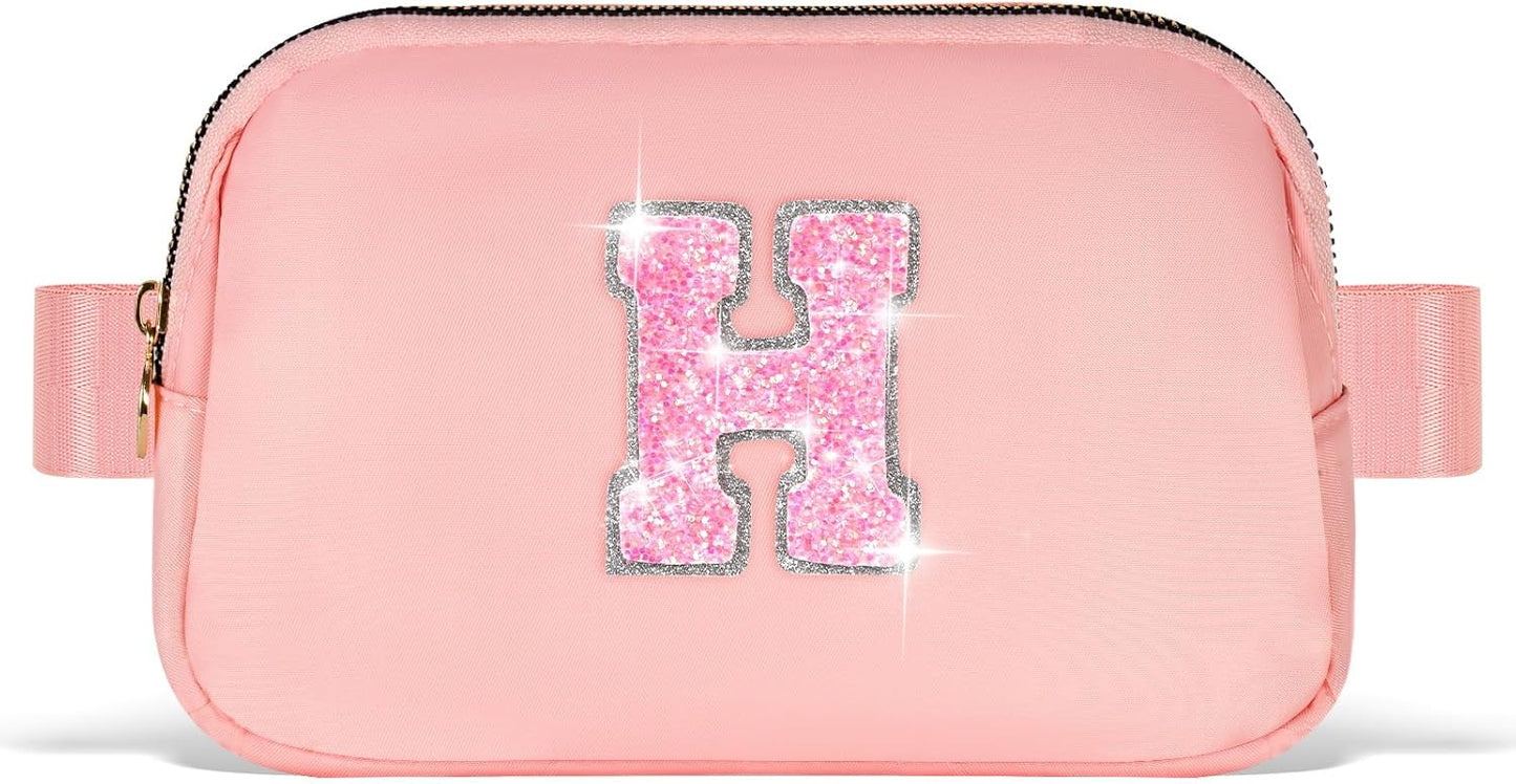 Monogrammed Gifts for Girls Women - Fanny Pack for Kids Teens,Crossbody Bag for Women Trendy Everywhere Belt Bag Monogrammed Crossbody Bag Waist Pack | Peach,Initial H