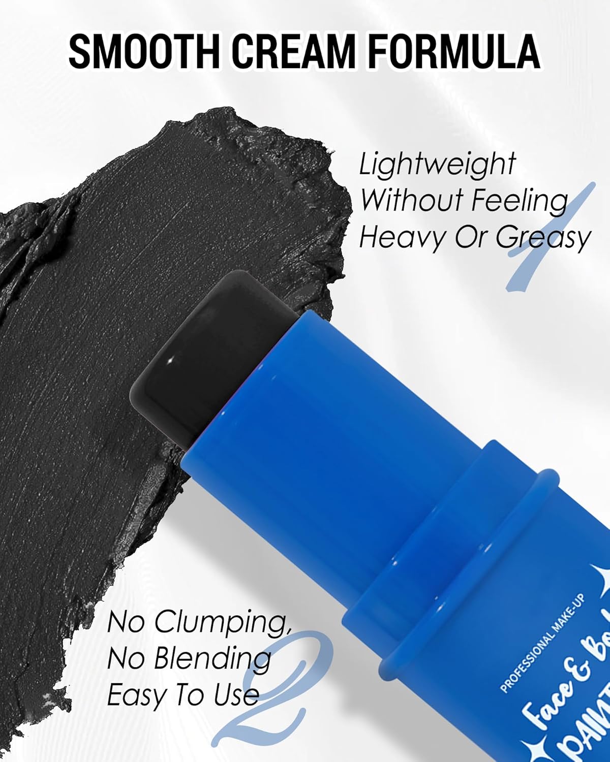 Black Face Paint Stick, Waterproof Highly Pigmented Full Body Paint for Adults, Eye Black Stick for Baseball Football Sports,Body Face Painting for SFX Cosplay Halloween Makeup 08