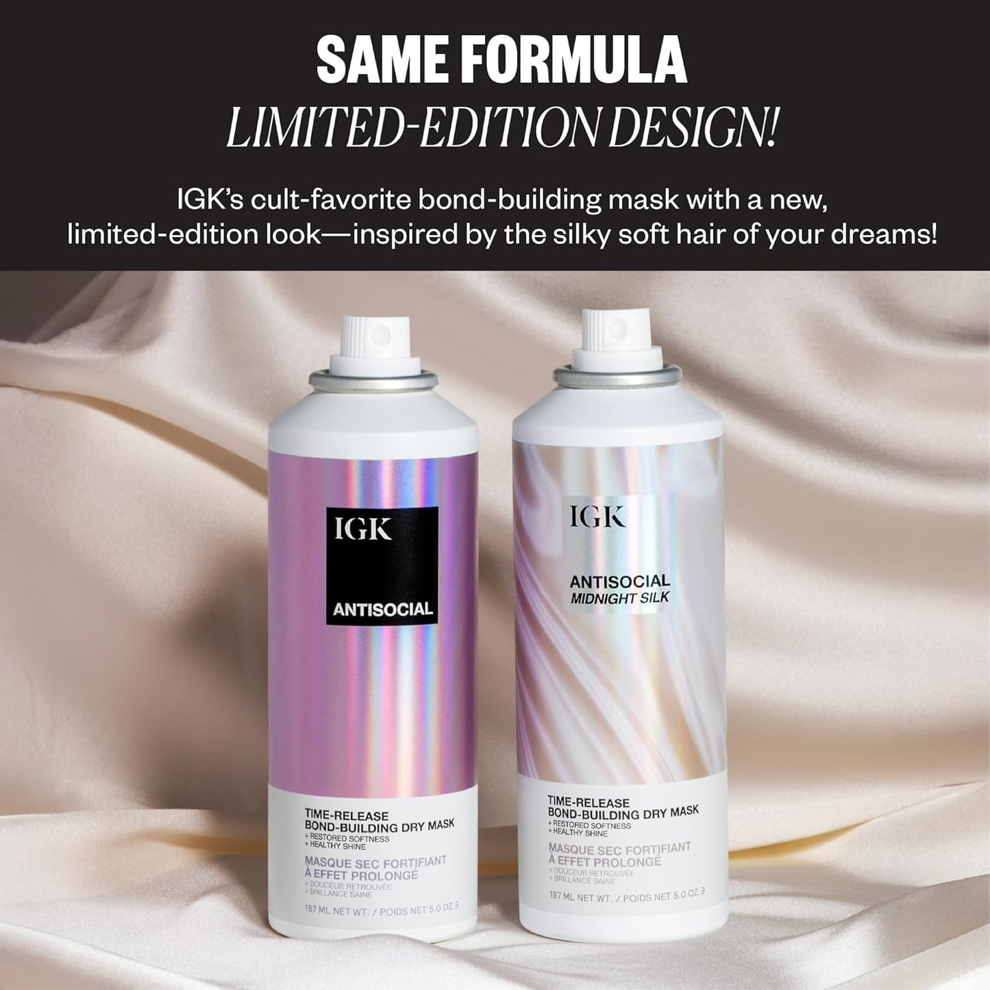 IGK Bond-Building Repair Set | ANTISOCIAL Bond-Building Dry Hair Mask + CASH IN Instant Repair Serum | Repair + Protect + Soften | Vegan + Cruelty Free | New and Improved Scent
