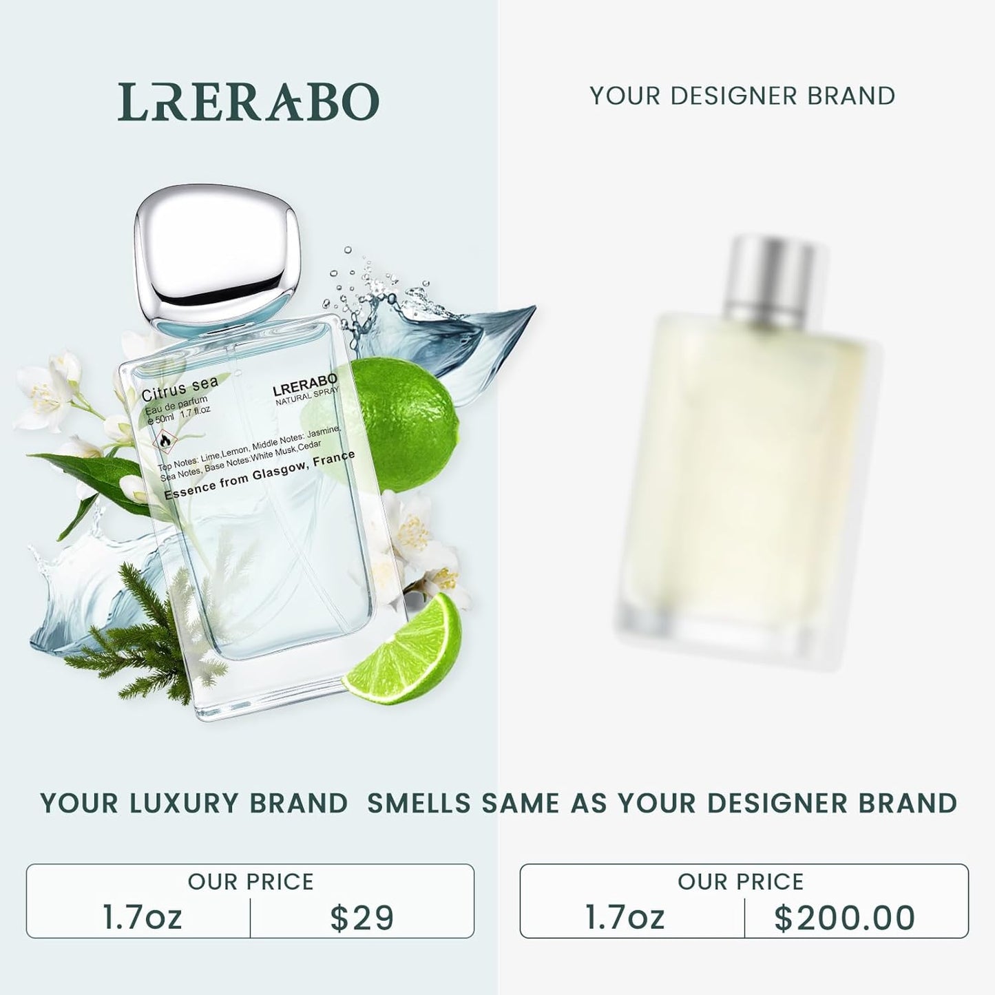 Marine Citrus Eau de Toilette - Inspired by G.A.'s Aqua di. Giò Cologne for Men, Perfume with Bergamot notes, Jasmine, White Musks, Patchouli, Cedarwood - Fragrance Spray 50 ml | 1.7 oz