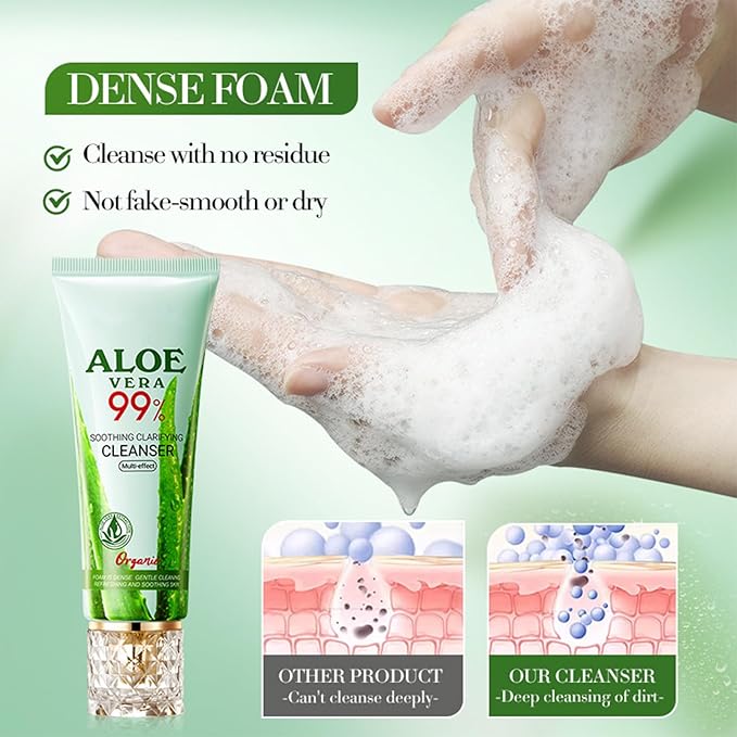 Aloe Vera Skin Care Set, Organic Aloe Vera Moisturiser Skincare Set, Aloe Vera Skin Care Routine Kit For Women Hydraing & Repair, 99% Aloe Vera With Cleanser,Face Cream,Toner,Eye Cream,Face Mask