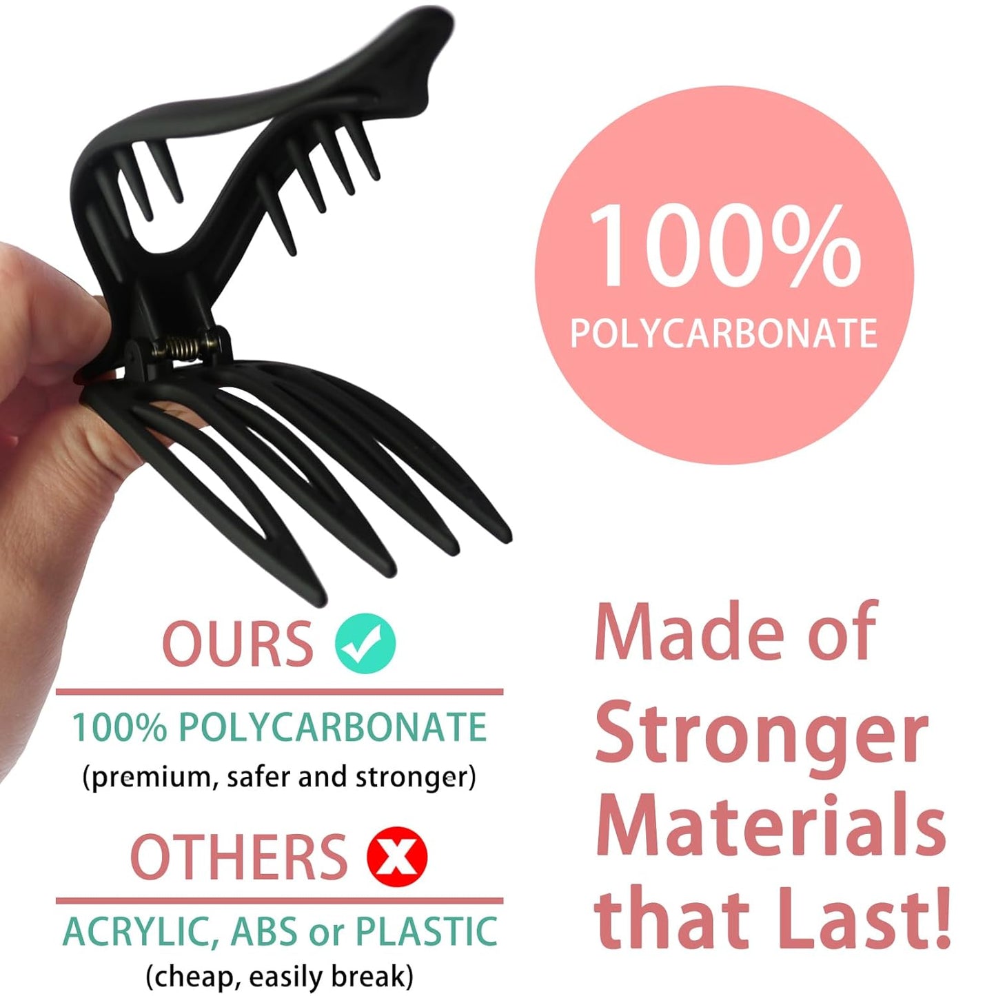 6 Pack Flat Hair Claw Clips for Women Duck Billed French Lay Down Hair Barrettes Accessories 100% Polycarbonate Matte Neutral Color