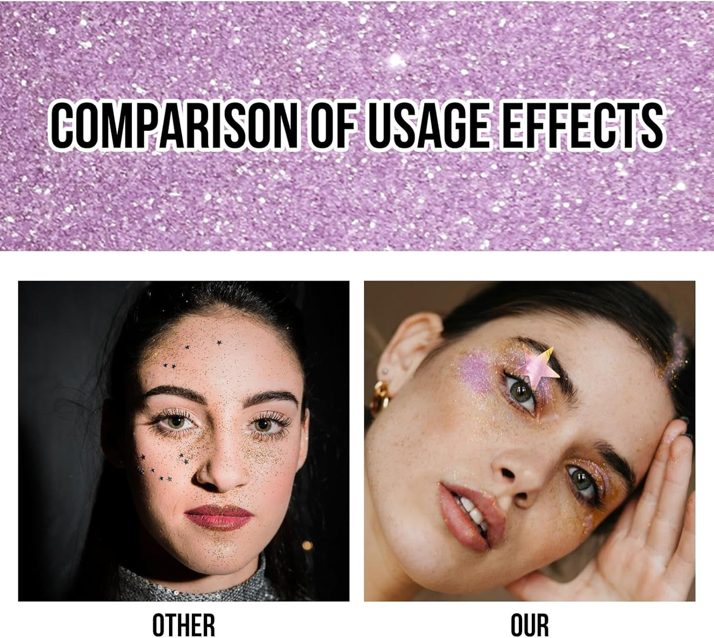 Brzeaf Waterproof Purple Glitter Stick, Shimmery&Long Lasting, Halloween Chunky Glitter for Face/Body/Hair/Eyes, Singer Concert Music Rave Festival, Glitter Stick Makeup for Women Men