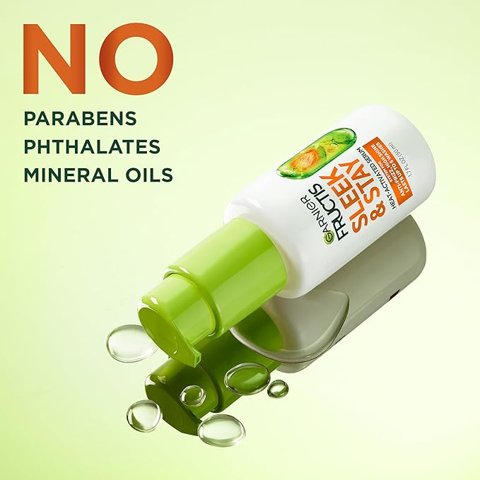 Garnier Fructis Sleek and Shine Sleek and Stay Hair Serum for Frizzy, Dry Hair, Heat Protectant Formulated with Alpha Silane, 1.7 Fl Oz