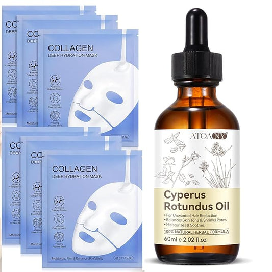 Collagen Face Mask & Cyperus Rotundus Oil for Hair Removal